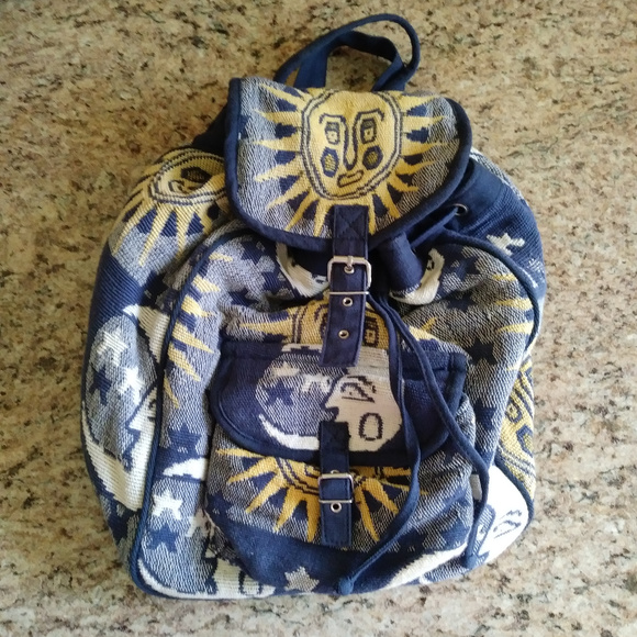Sun n Sand Handbags - Vintage 90s Sun 'n' Sand 100% Cotton Backpack
